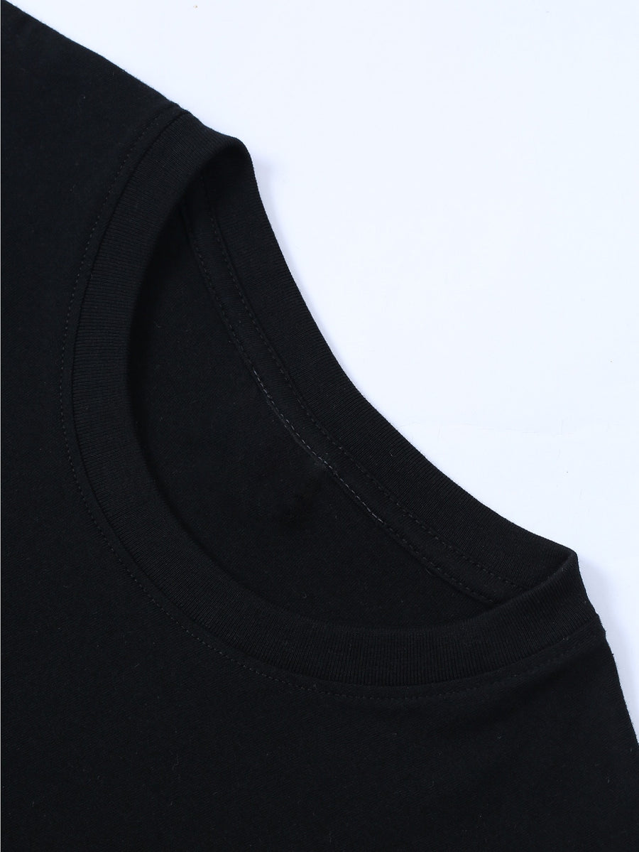 Hot Spring Summer Women'S Casual T-Shirt, Women'S Fashion Clothing, Authorized, Mickey Classic Black And White Image Joyful Pose Side Smile Print, Women'S Fashion Versatile Short Sleeve, Women'S Short Sleeve Top, Daily Outing, Fashion Versatile - Black