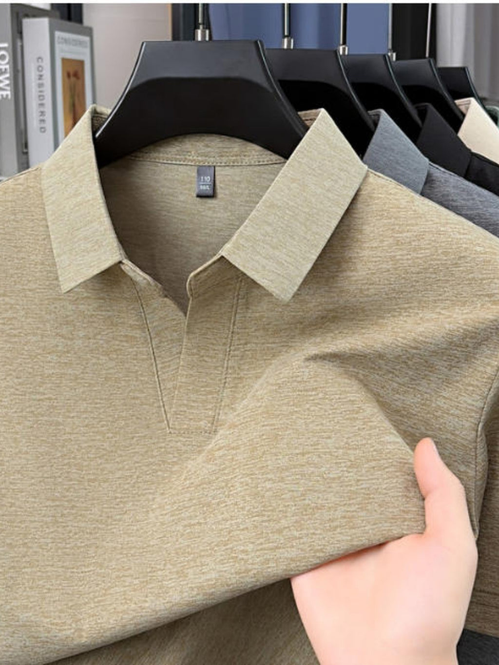 Summer New V-Neck Open Collar Chinese Style Short Sleeve Men'S T-Shirt, Cool Casual All-Match Thin Men'S Top, Refreshing Quick-Dry, Durable And Skin-Friendly Clothing BD58666 - Coffee Color