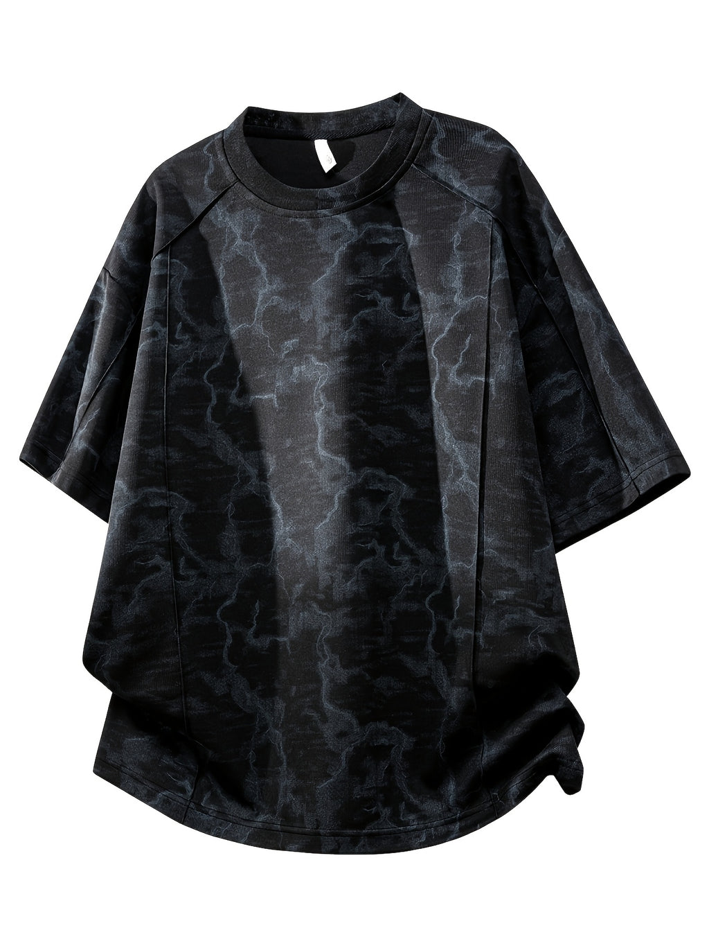 2pcs New Summer Men's Trendy Loose-Fit Streetwear Brand Student Short-Sleeve T-Shirt Top, Round Neck Short Sleeves - Black and white gray