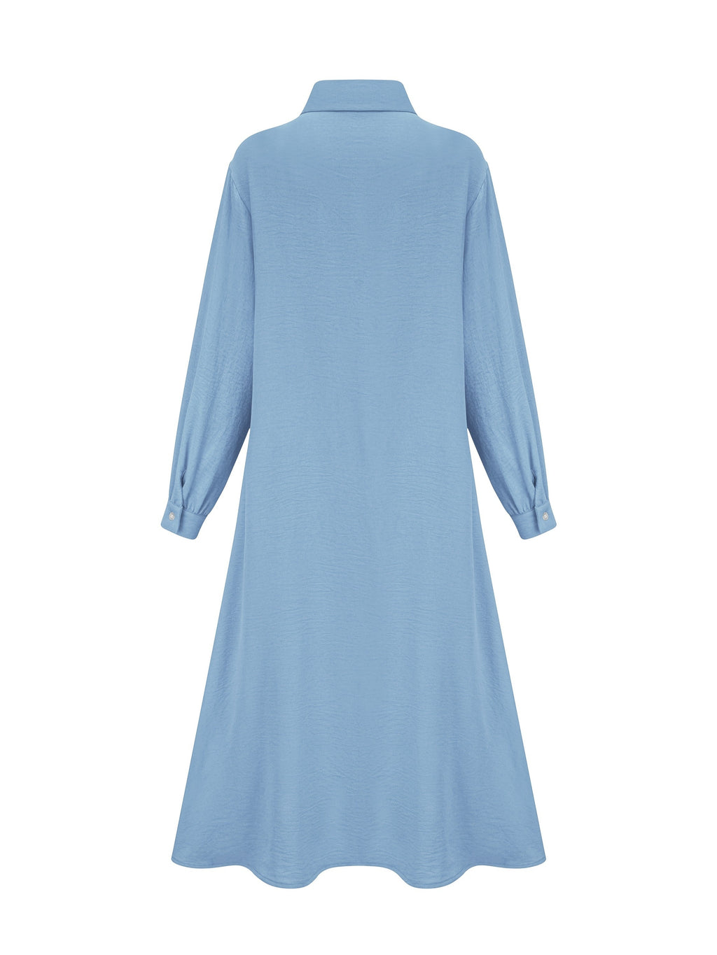 Fashion Women's Pocket Shirt Dress with Chest Gathering, Measured Bust at Back - Blue