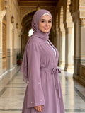 1pc Fashionable, Elegant And Casual, This Pearl-Studded Solid-Colored Abaya Cardigan Is Perfect for Everyday Wear. It Is Loose And Comfortable for Women. Muslim Women Clothes Abayas for Women Muslim Long Frocks for Women Jebba Tunisienne Femme - Light Purple