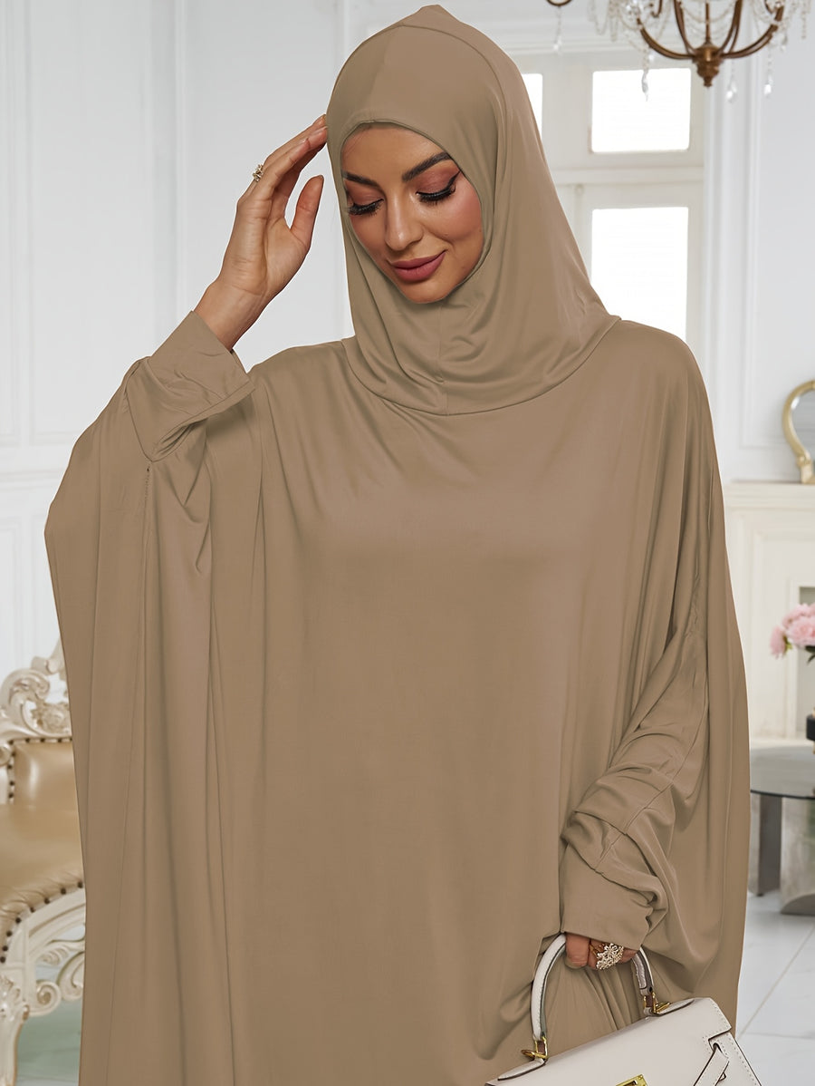 1pc Elegant And Fashionable Hooded One-Piece Abaya Été Abaya Femme Women Abaya Muslim Dress Robe Été Abaya Femme Prayer Jilbab - Khaki