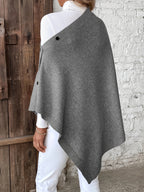 A Versatile Cape That Can Be Styled in Various Ways Throughout The Year, Featuring an Elegant Design, Solid Colors, Buttons, And Suitable for Air-Conditioned Environments - Grey
