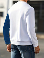 Men'S Gifts, New Spring And Summer Round Neck Pullover Casual Fashion Top, Color-Blocking Casual Knitwear, Machine Washable, Elegant Layered Outfit for Men, Versatile Daily And Formal Men'S Attire - White