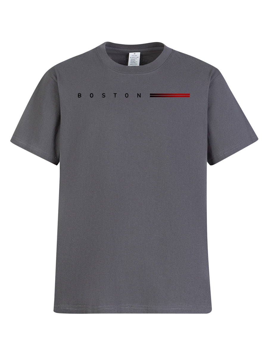 Heavyweight Men's 100% Pure Cotton Crew Neck Printed T-Shirt, a Stylish and Versatile High-Quality Top, an Essential for Daily Wear, Street Jogging, and Other Casual Outfits - Grey