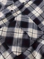 Women's Loose Black and White Plaid Shirt Long Sleeve Casual Commuter Pocket Top Wrinkle-Free Spring Autumn Outerwear - Black And White