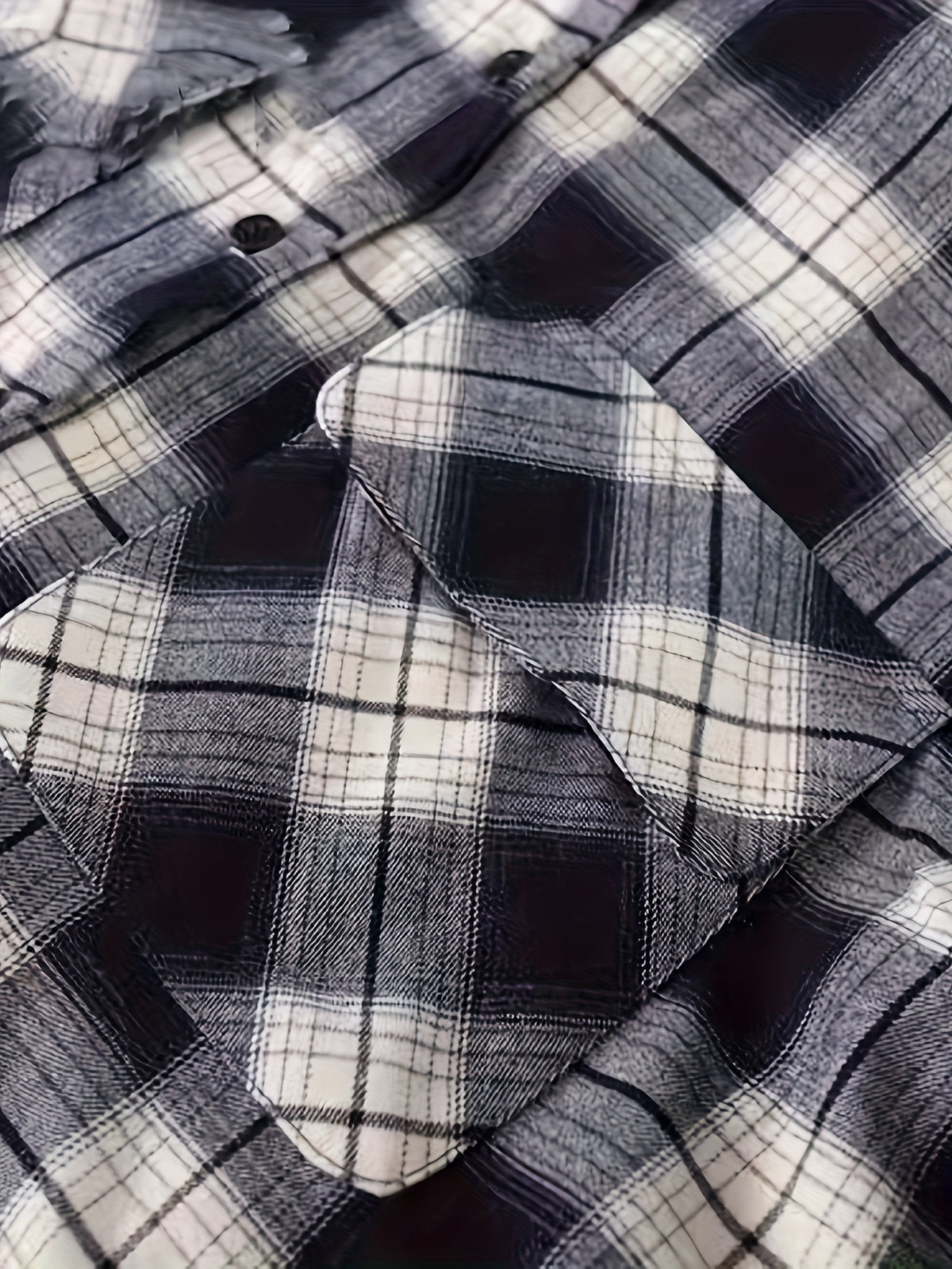 Women's Loose Black and White Plaid Shirt Long Sleeve Casual Commuter Pocket Top Wrinkle-Free Spring Autumn Outerwear - Black And White