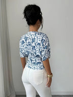 Women'S Elegant Floral Print Slim Fit T-Shirt, Summer Style - Mixed colors
