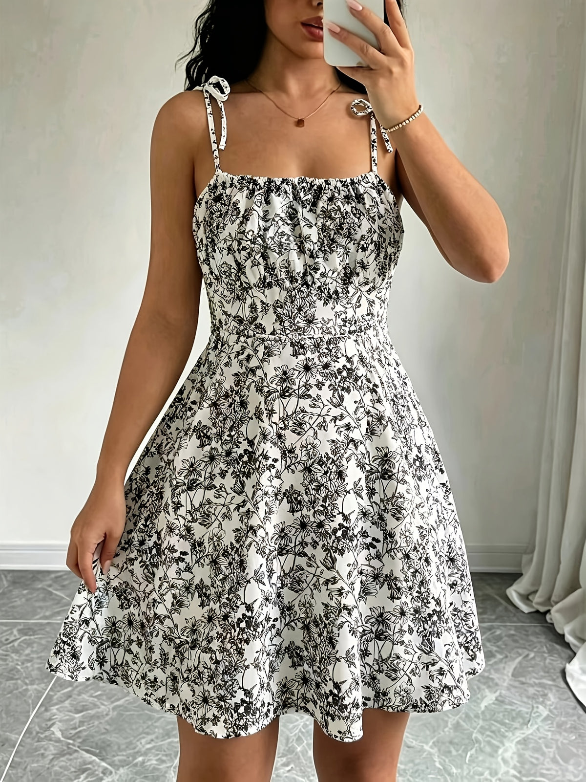 Women's Spring & Summer Sexy Vacation Dress, Allover Floral with Lace Details, Suitable for Romantic Occasions, Balls, Birthday Parties, Elegant Outfits, Casual Fashion, Y2K Style, Club Wear, Backless Design - Deep Grey