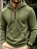 Men's Fashion Trendy Casual Solid Color Hooded Sweatshirt - Olive Green