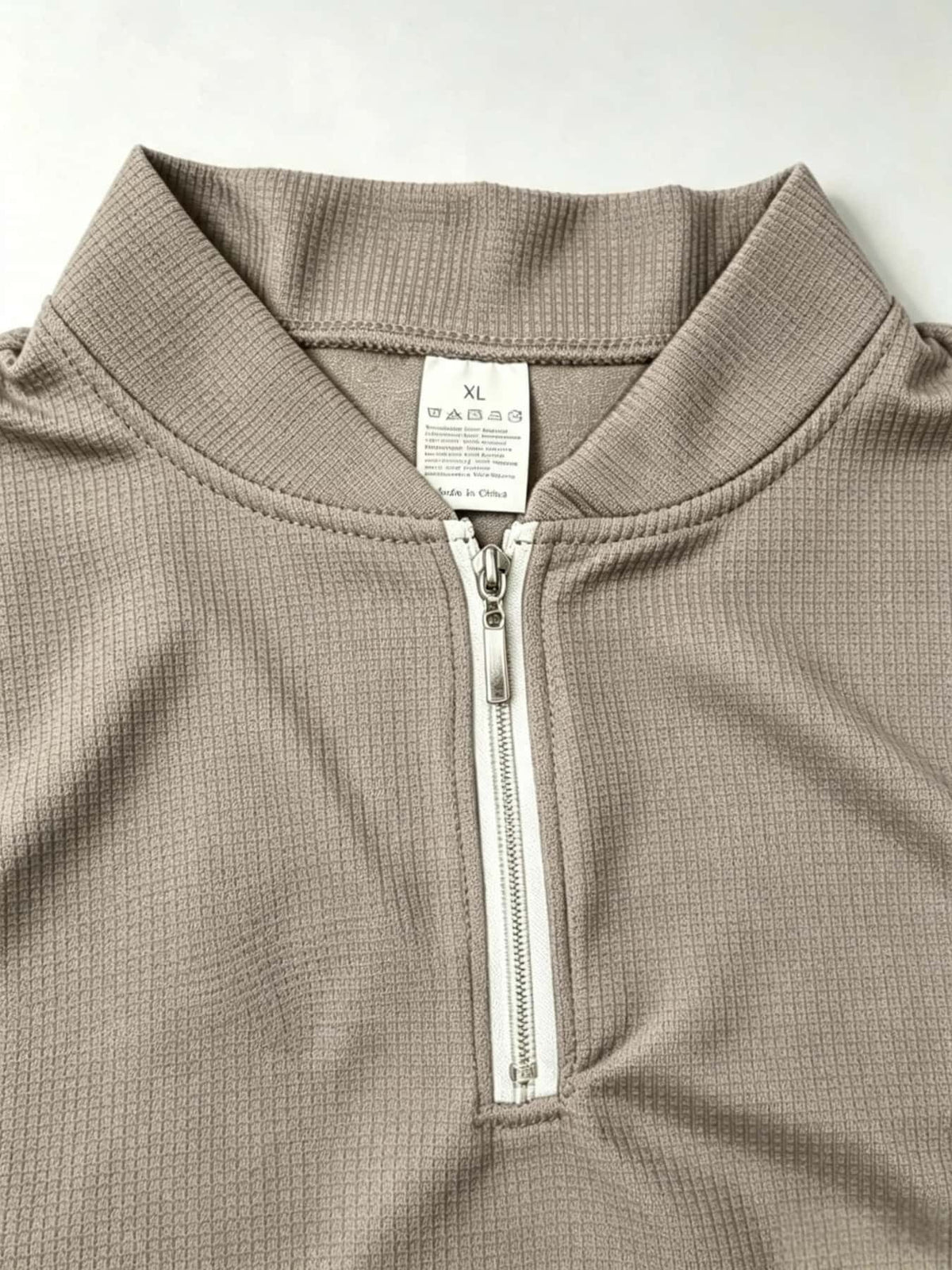 Men's Waffle Knit Half-Zip Short-Sleeve Shirt, Stand Collar Solid Color Casual Pullover Top, Simple Style - 【Brown】