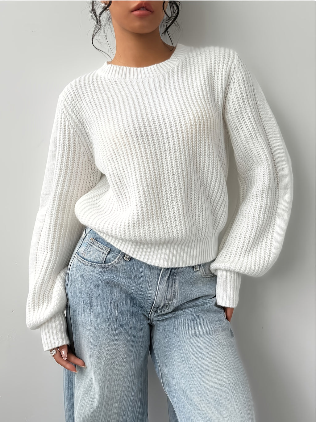 Women'S Easy Premium White Sweater - White