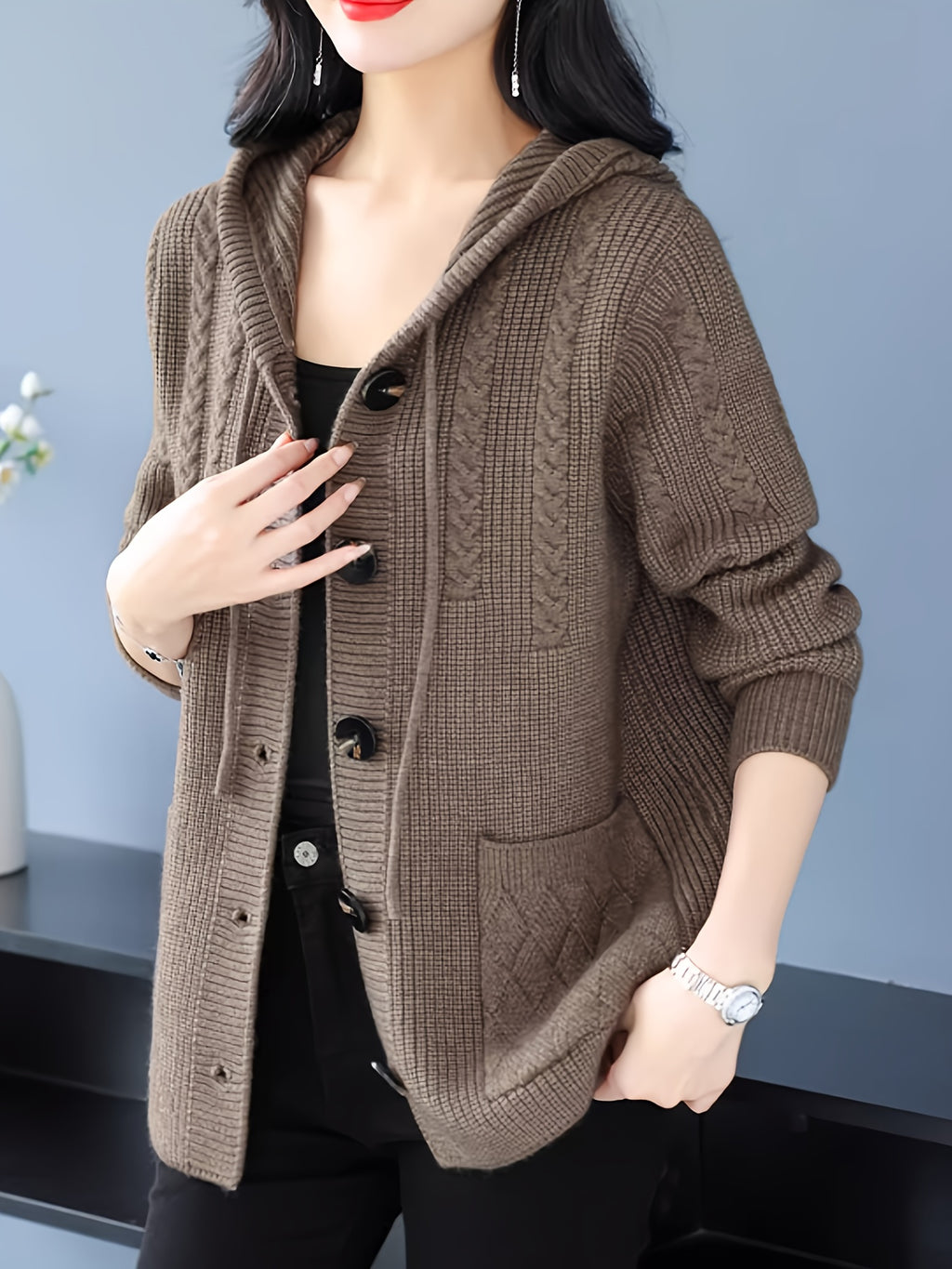 Thickened Sweater Cardigan Jacket Women'S Fall Winter New Top Versatile Outerwear Loose Casual Chic Outerwear - Camel