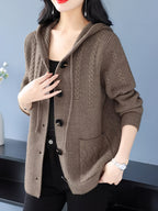 Thickened Sweater Cardigan Jacket Women'S Fall Winter New Top Versatile Outerwear Loose Casual Chic Outerwear - Camel