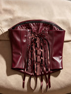French-Style Slim-Fit Fishbone Design Sexy Off-Shoulder Crop Top, Wearable as Outerwear or Innerwear, Y2K Sexy Style, Music Festival Outfit, Pure Desire Street Fashion, Sexy Outfit, Suitable for Valentine's Day Parties, Dates, and Evening Events - Burgundy