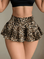New Summer Sexy Leopard Print Skirt, Hot Mini Skirt - Khaki