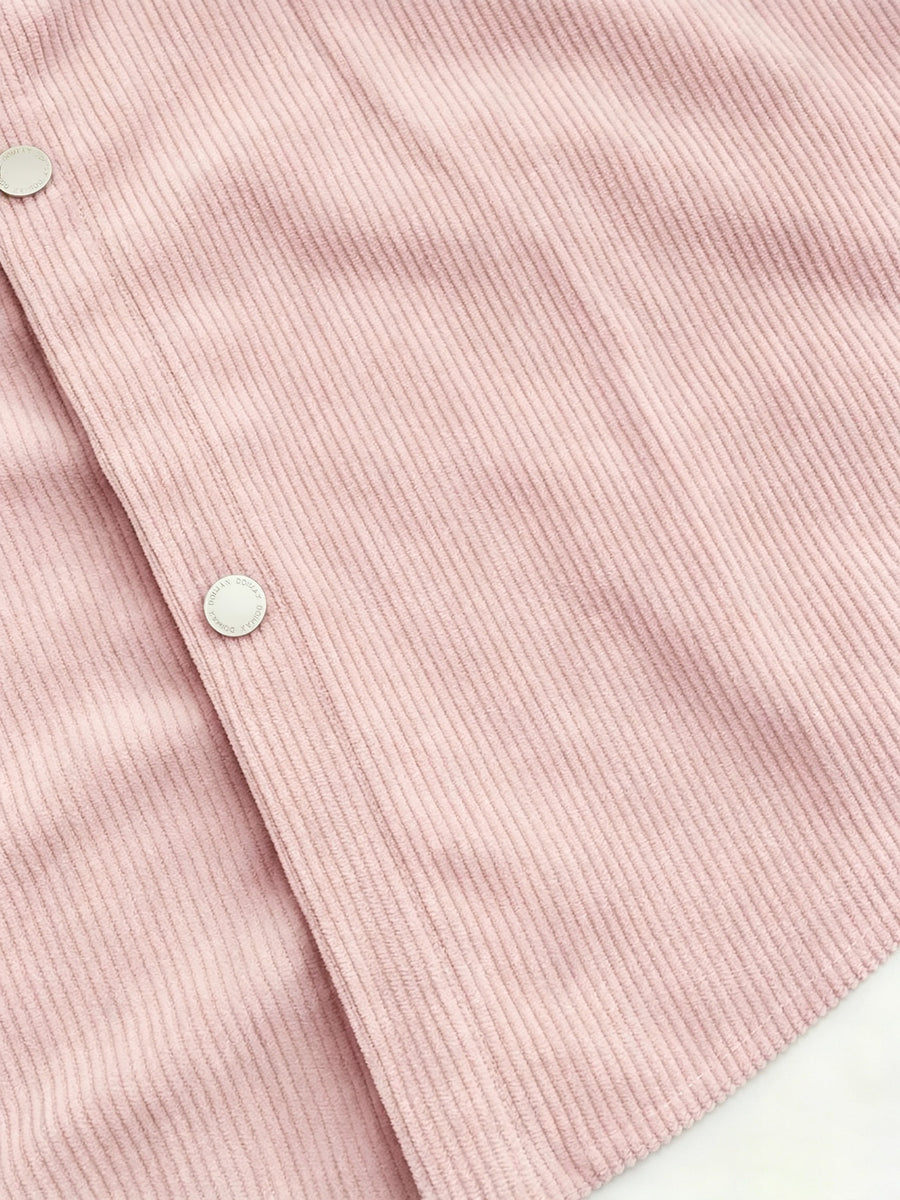 Spring/Autumn Trendy Bad Boy Fashion Preppy Style Pocket Patchwork Long Sleeve Corduroy Casual Outerwear - Pink