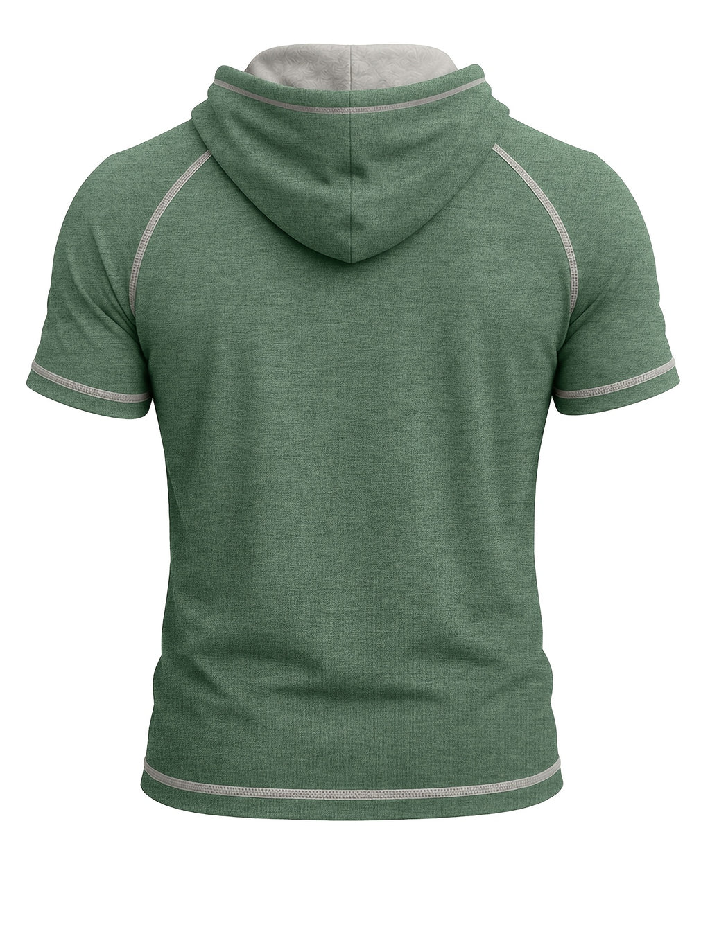 Summer Cross-Border Western Men'S Hooded Short-Sleeve T-Shirt, Color-Block Foreign Men'S Athletic Top - Green