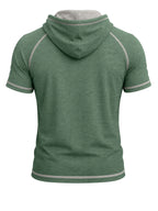 Summer Cross-Border Western Men'S Hooded Short-Sleeve T-Shirt, Color-Block Foreign Men'S Athletic Top - Green