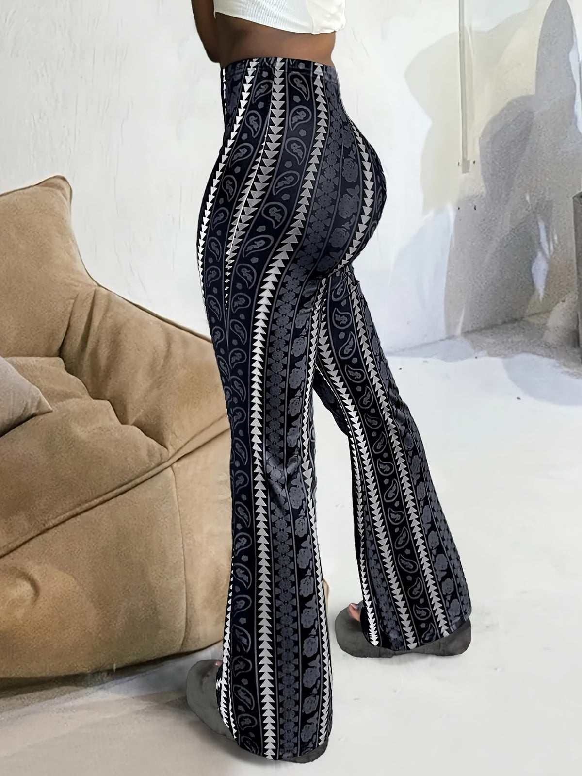 Women'S Sexy Geometric Print Casual Leggings - Dark Gray