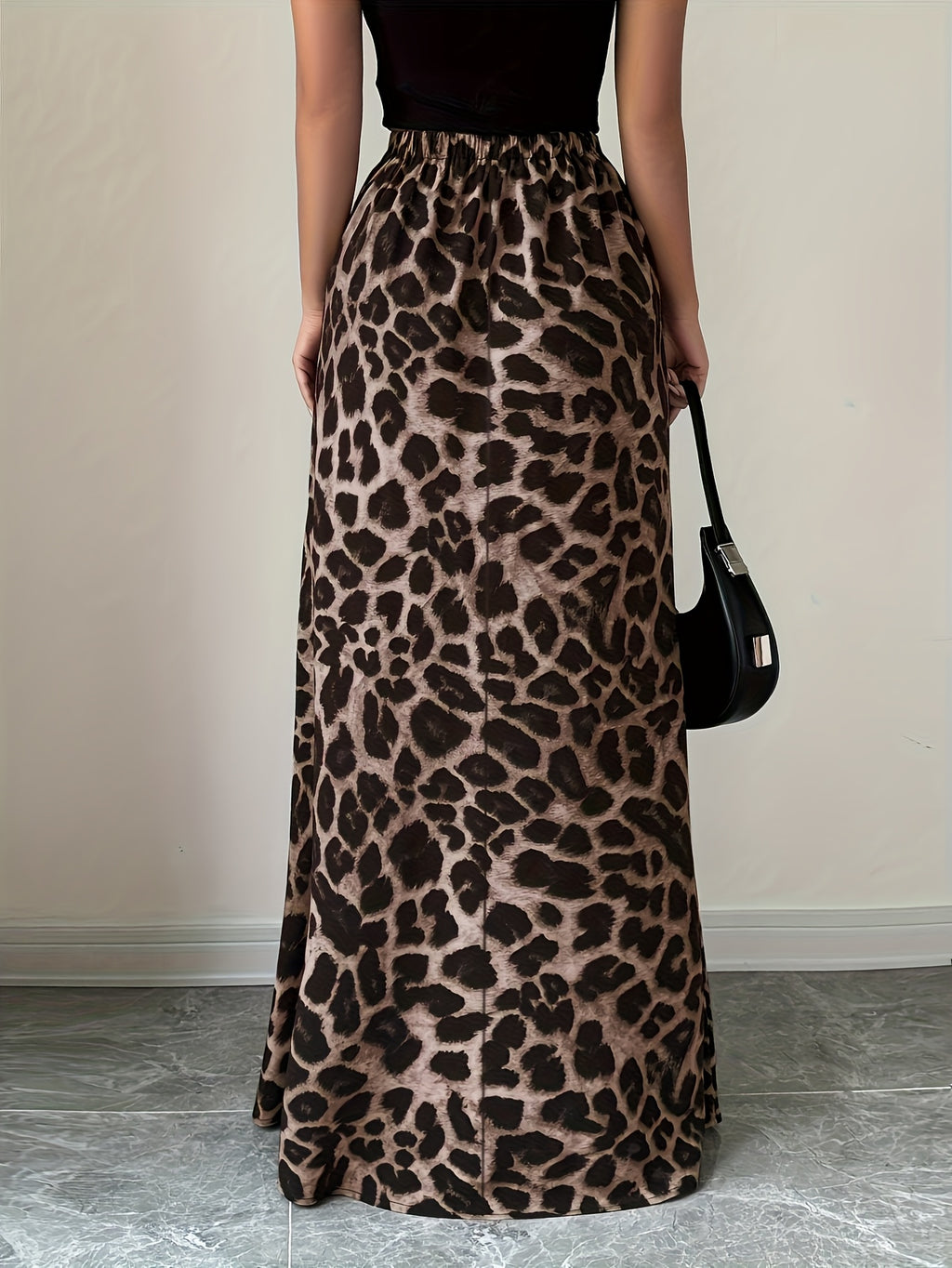 Leopard Print Midi Skirt - Elegant A-Line Party And Formal Dress, Non-Stretch Fabric Suitable for Everyday And Special Occasions - 4 Seasons Fashion, Cute Dress, Versatile Item, Slim Fit, High-Quality Material, Work Attire - Mixed colors