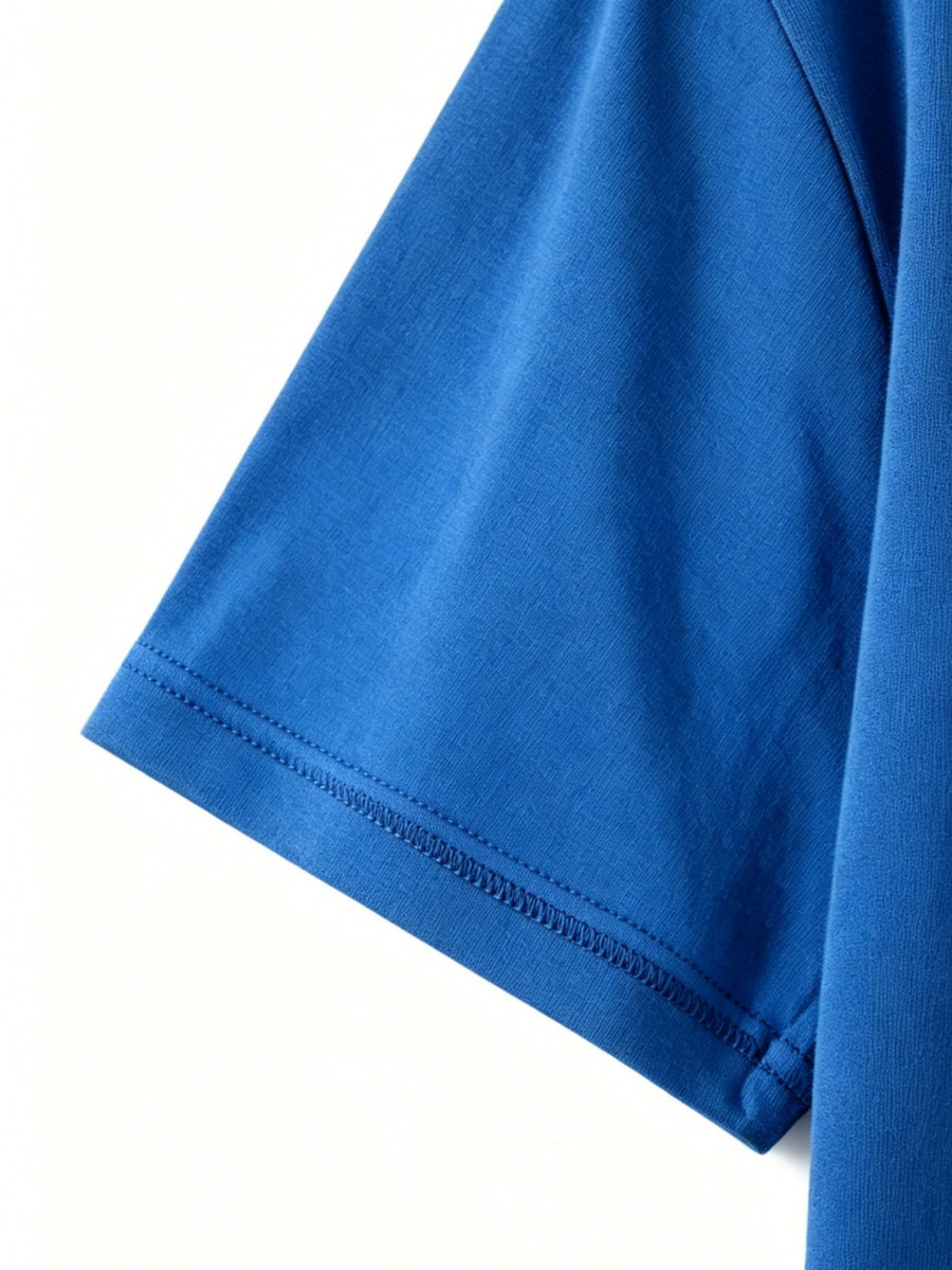 Summer Men's 5pcs Pure Cotton Short-Sleeve T-Shirts, Classic Crew Neck Versatile Basic Style, Soft Breathable Regular Fit, Custom Print Patterns Available, Ideal for Daily Wear, Team Apparel, and Commemorative Work Uniforms - Royal Blue
