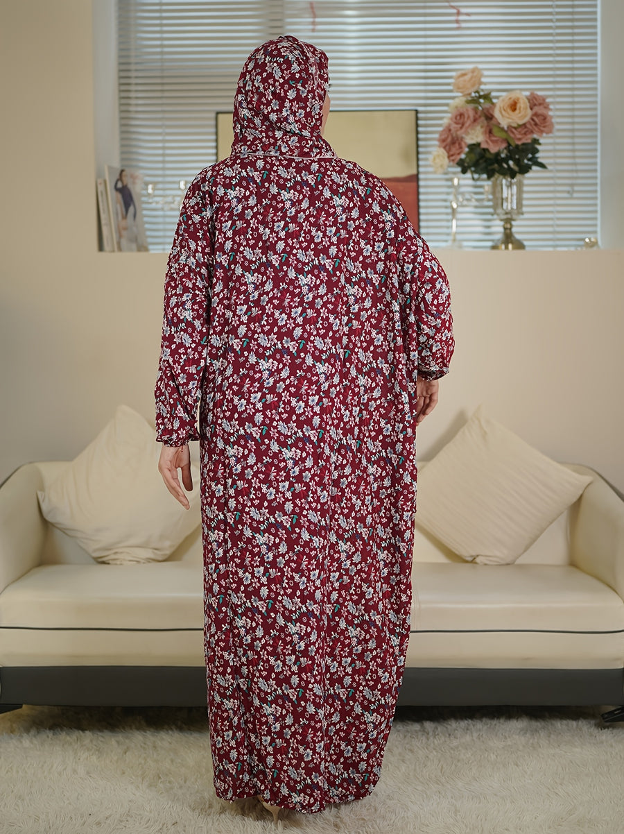 A Comfortable And Breathable New Style Fashion Printed Long Robe Dress for Sudanese Women. - Multicolor