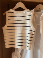 Fashion Women'S Striped Round Neck Casual Versatile Vest - Mixed colors