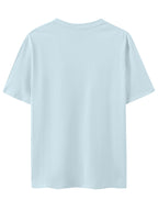 Men'S 100% Round Neck Short Sleeve T-Shirt with Turtle, Floral, And Wave Print, Comfortable, Soft, Breathable, Casual, Fashionable Summer Top - Light Blue Color