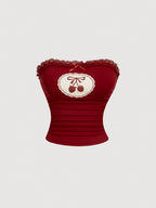 Summer Casual Cherry Print Tube Top, 2-Pattern T-Shirt for Women, Top, Tube Top - Red