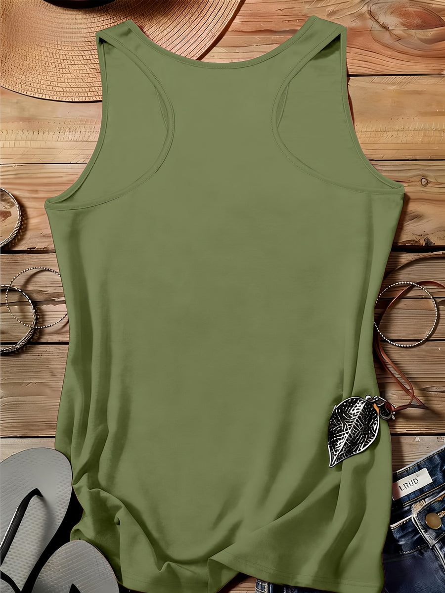 A Series of Arabic Numerals, a Comfortable And Casual Tank Top with a Full Print of The Letter '26', Suitable for Travel, Leisure, And Outdoor Street Scenes - Green
