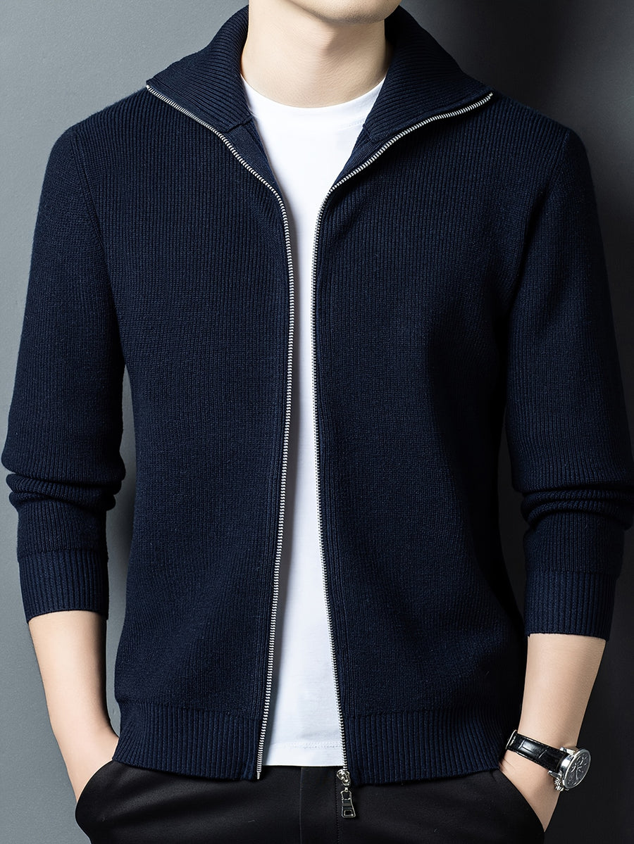 Lapel Full-Zip Knit Cardigan Jacket, Versatile And Practical - SINBOS - Shangqing
