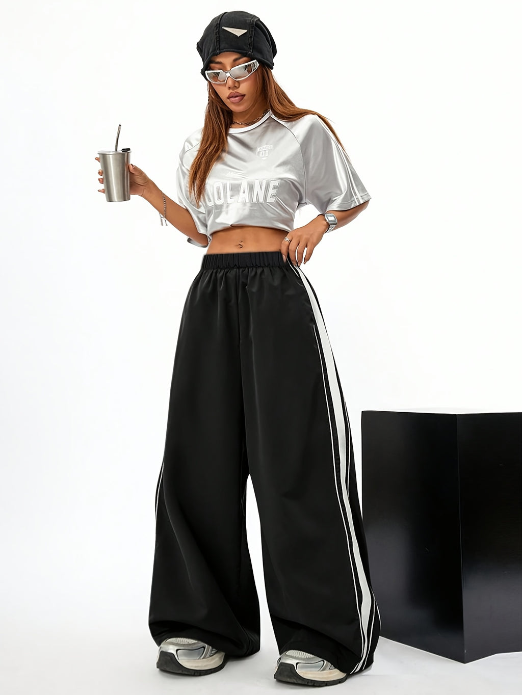 9362# Elegant Versatile Solid Color Casual Women'S Workwear Pants - Black