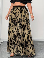 Plus Size - Elegant Floral Print Wide Leg Pants for Women | Non-Stretch Fabric, Pleated Detail, Loose Fit, Suitable for Spring/Fall Season - Multicolor