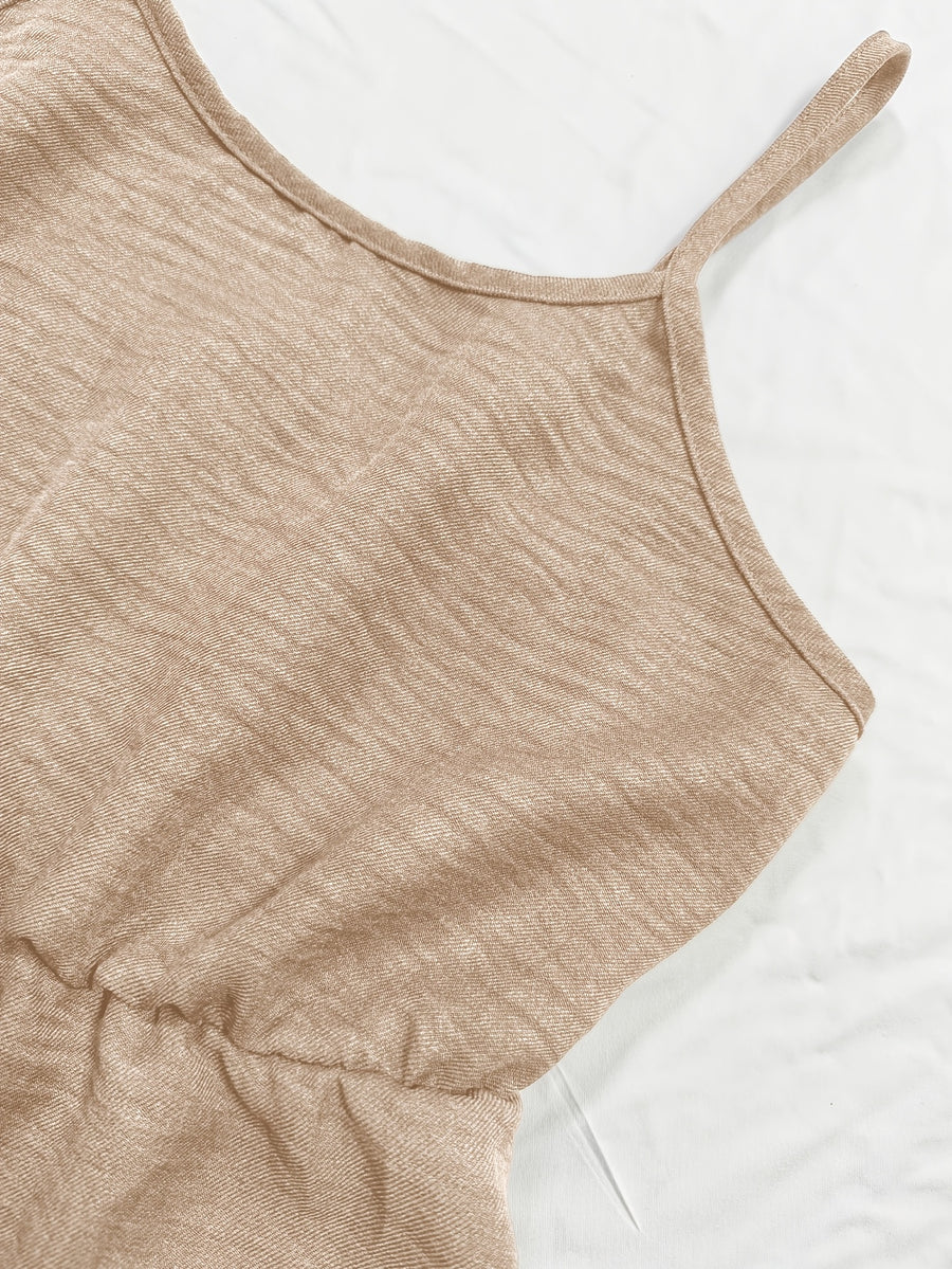 Women's New Elegant Shirt and Slip Dress 2pcs Set, Suitable for Commuting and Various Occasions, Vacation Wear - Khaki