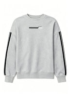 Comfortable and Versatile Women's Clothing, Casual Long-Sleeve Crewneck Sweatshirt with Fun Printed Patterns and Double Stripes, for Women - Light Grey