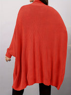 Plus Size, Plus Size Women's Batwing Sleeve Solid Open Front Cardigan - Tangerine