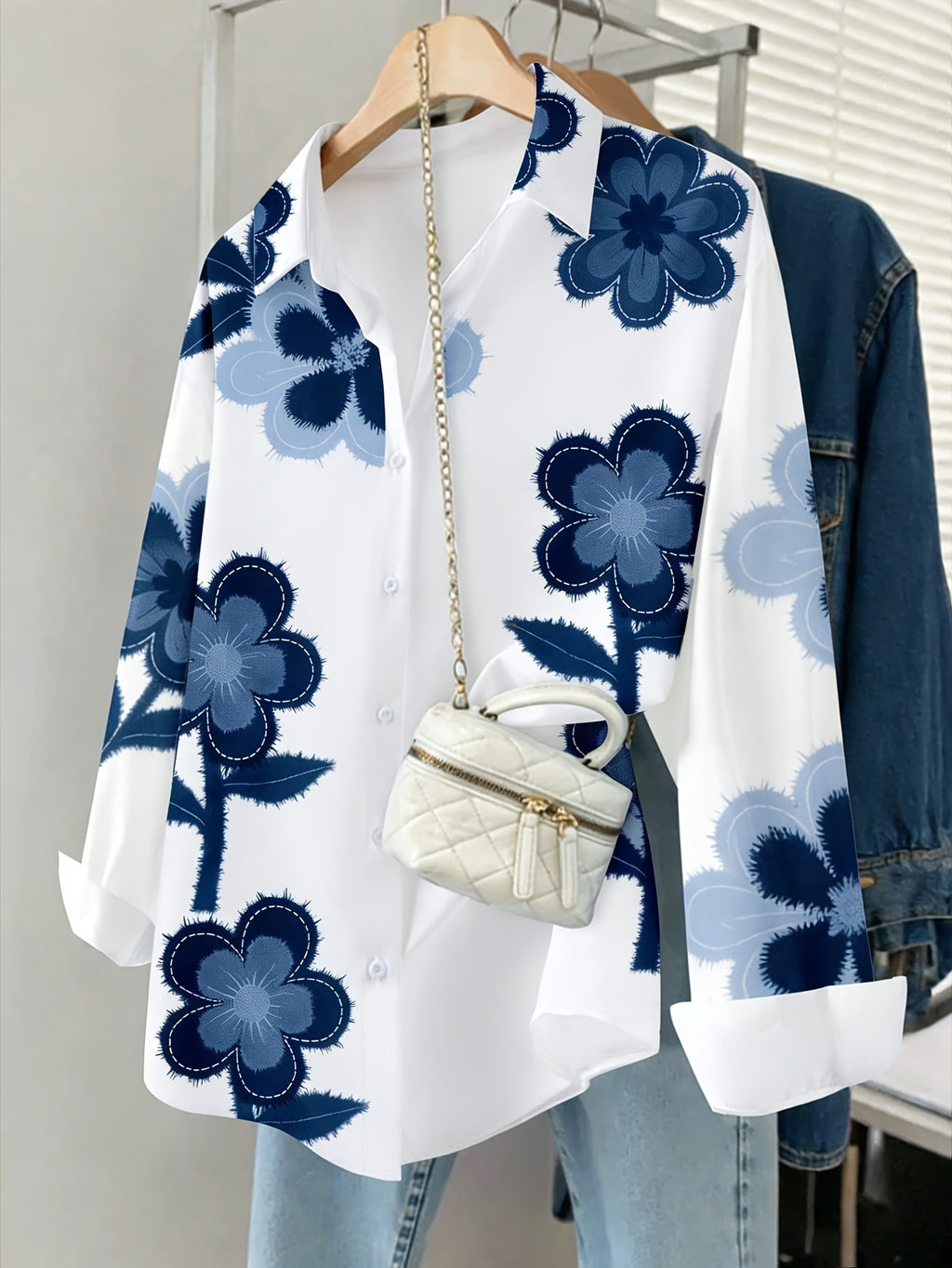 Fashion Casual Long Sleeve Floral Print Loose Women'S Shirt - Mixed colors