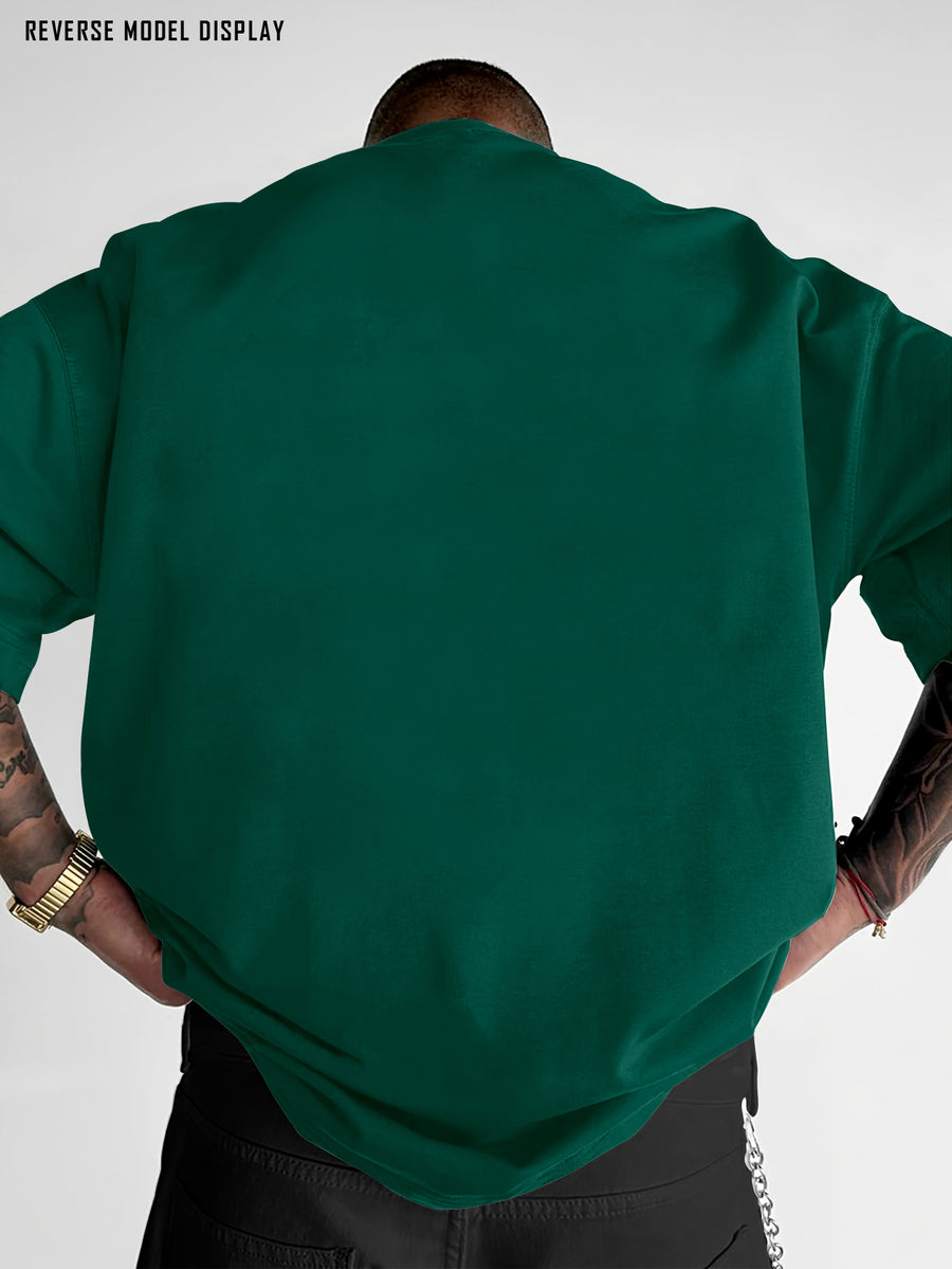 Men'S Casual Fashion T-Shirt - 100% Pure, Regular Style, Short Sleeved, Round Neck, with Various Trendy Print Designs, Very Suitable for Streetwear Or Daily Style, Or As a Gift - Dark Green