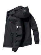New Arrival Unisex Norwegian Print Windproof Breathable Outdoor Hiking Jacket, Couple's Wear for Outdoor and Home Cold Weather Protection - Black