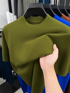 Men'S Summer Short-Sleeve Knit Top, Classic Round Neck Easy Solid Color Design, Breathable And Moisture-Wicking, Fashionable And Versatile in Multiple Colors, Suitable for Casual And Athletic Wear - Hay Green
