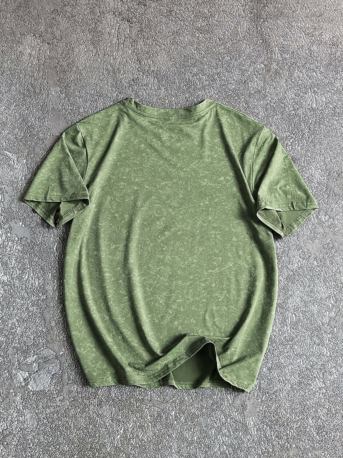Men's Round-neck Graphic Print Short-sleeve T-shirt, Suitable for Summer Casual Sports - Army Green