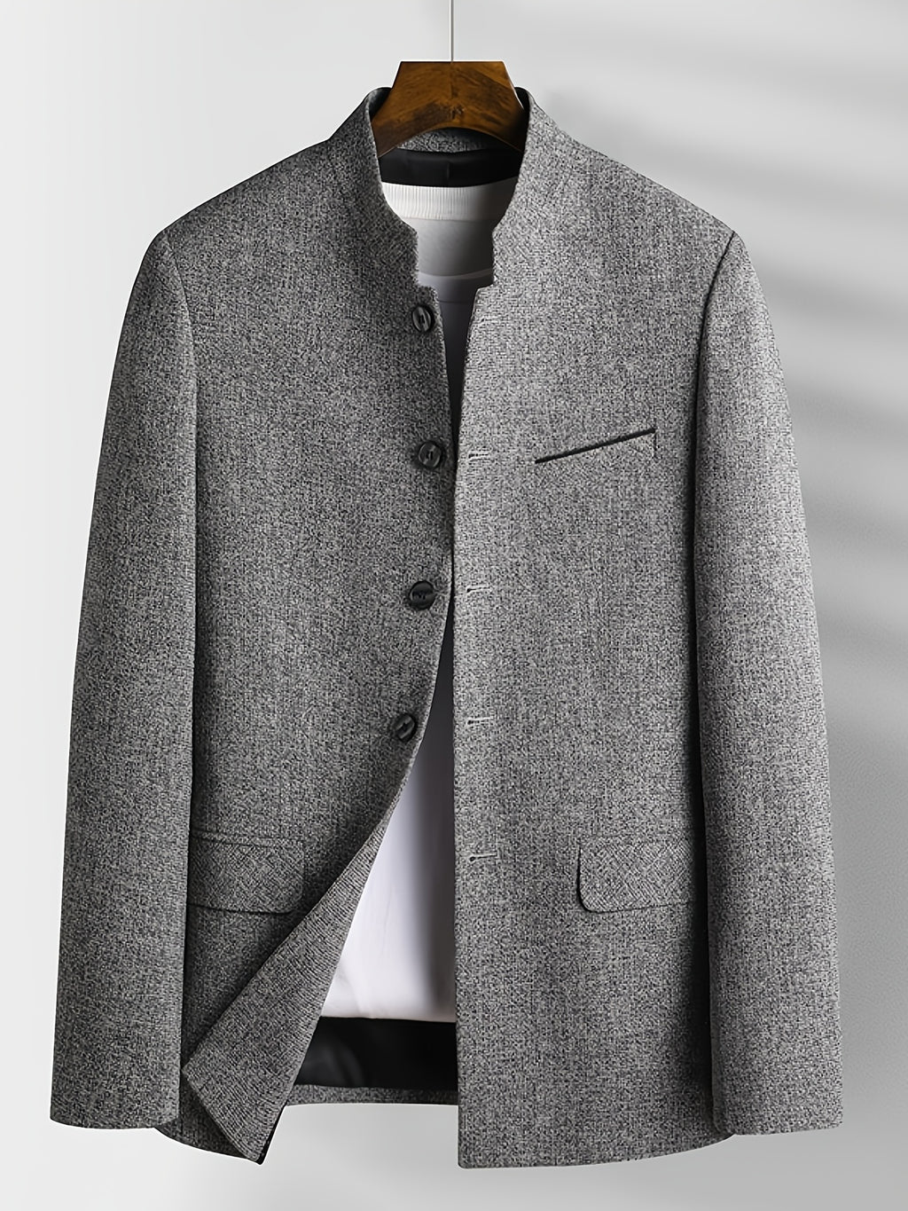 Father'S Day Gift for Men, New Chinese-Style Stand-Up Collar Jacket for Men in Spring And Autumn, Chinese Style Is Elegant And Dignified, The Version Is Slim And Not Bloated, Daily Commuting And Leisure Show a Casual Style - Grey