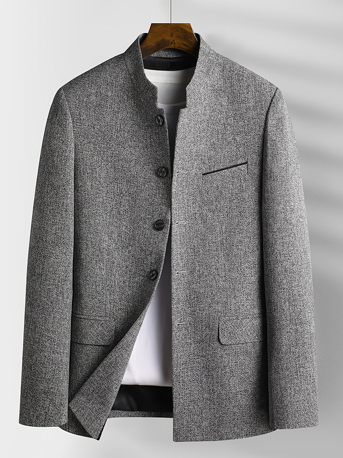 Father'S Day Gift for Men, New Chinese-Style Stand-Up Collar Jacket for Men in Spring And Autumn, Chinese Style Is Elegant And Dignified, The Version Is Slim And Not Bloated, Daily Commuting And Leisure Show a Casual Style - Grey