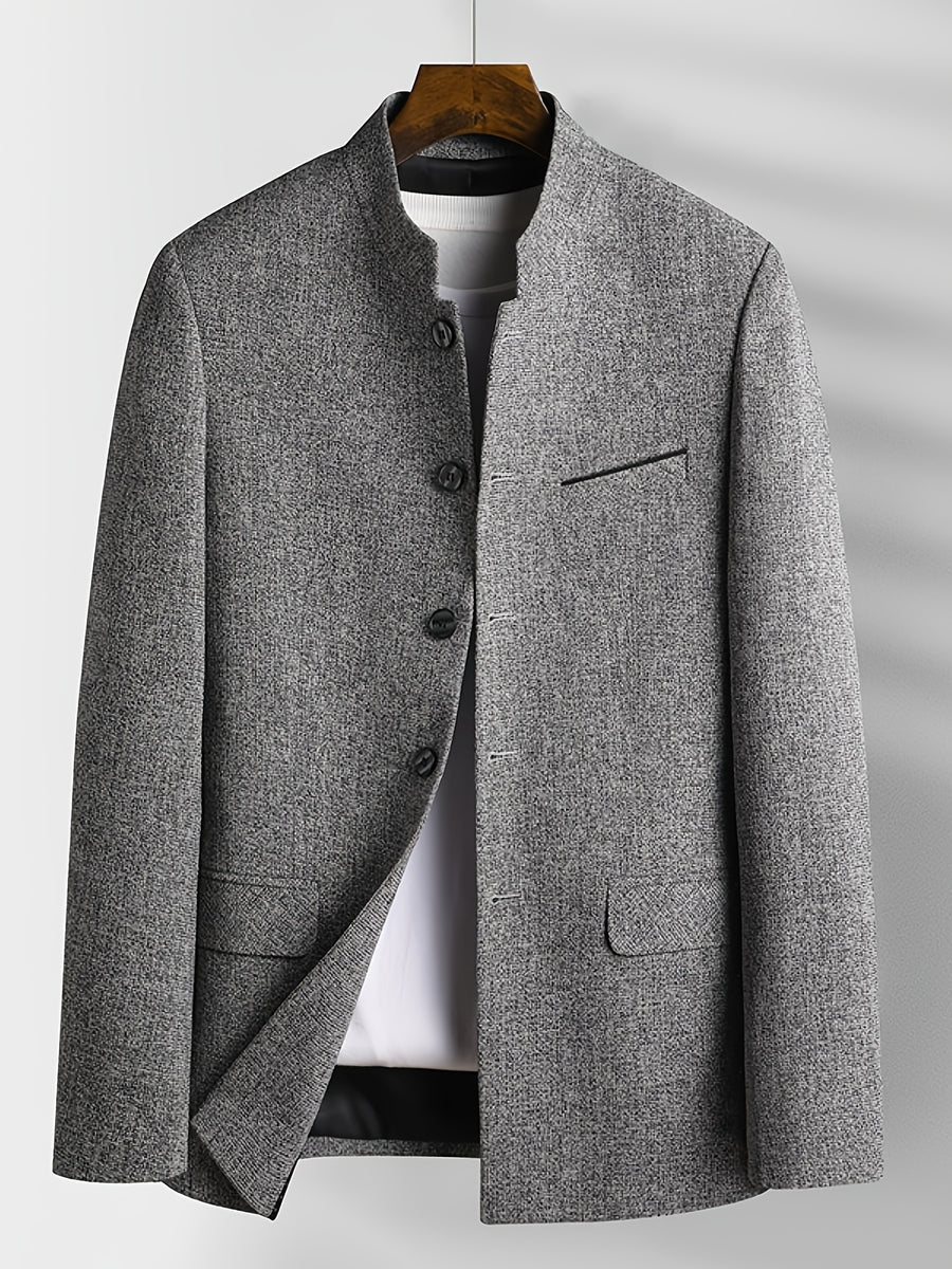 Father'S Day Gift for Men, New Chinese-Style Stand-Up Collar Jacket for Men in Spring And Autumn, Chinese Style Is Elegant And Dignified, The Version Is Slim And Not Bloated, Daily Commuting And Leisure Show a Casual Style - Grey