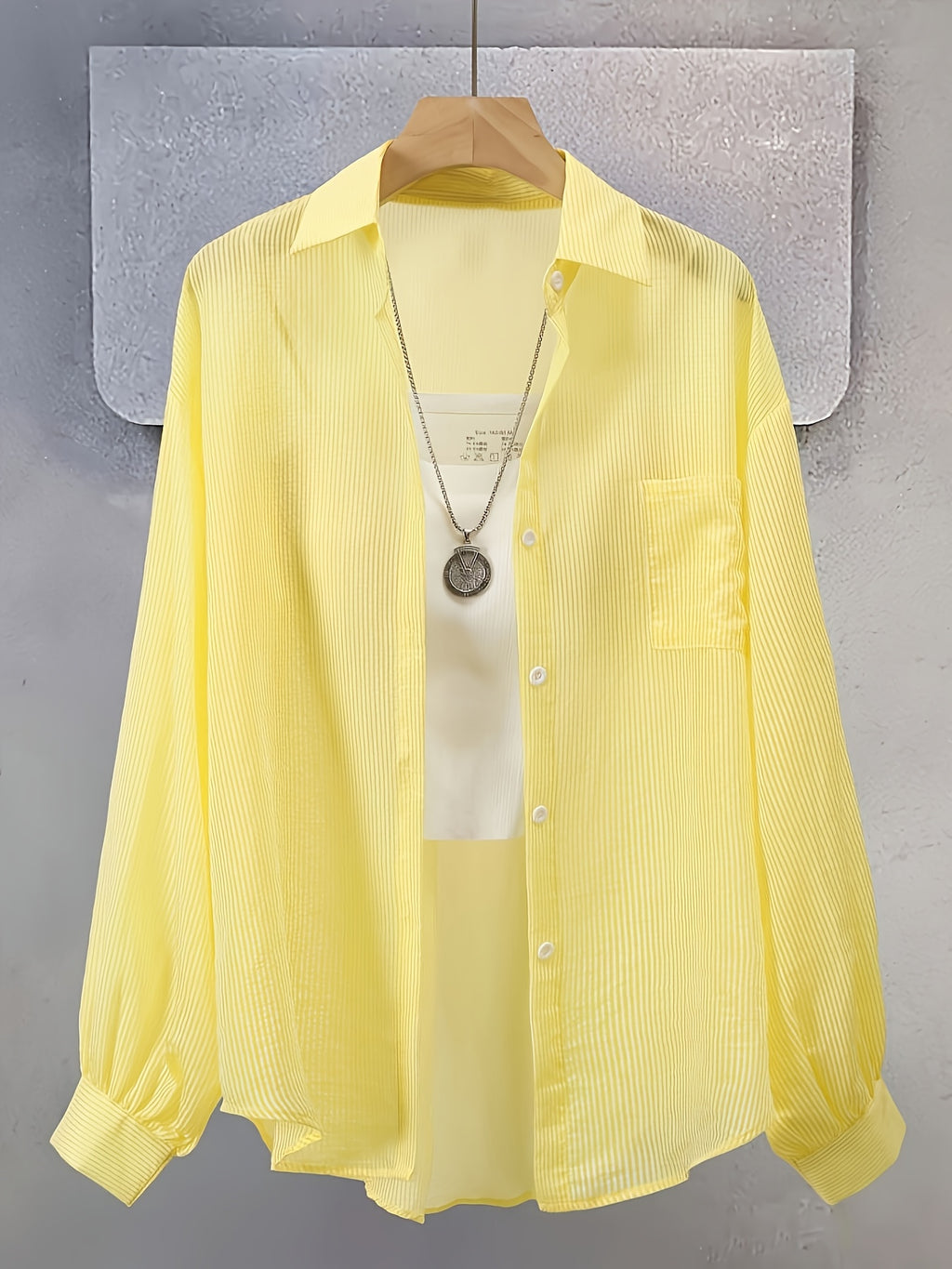 Women's Thin Shirt Jacket, New 2026 Spring/Autumn Long Sleeve Shirt Top - Yellow