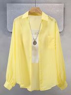 Women's Thin Shirt Jacket, New 2026 Spring/Autumn Long Sleeve Shirt Top - Yellow