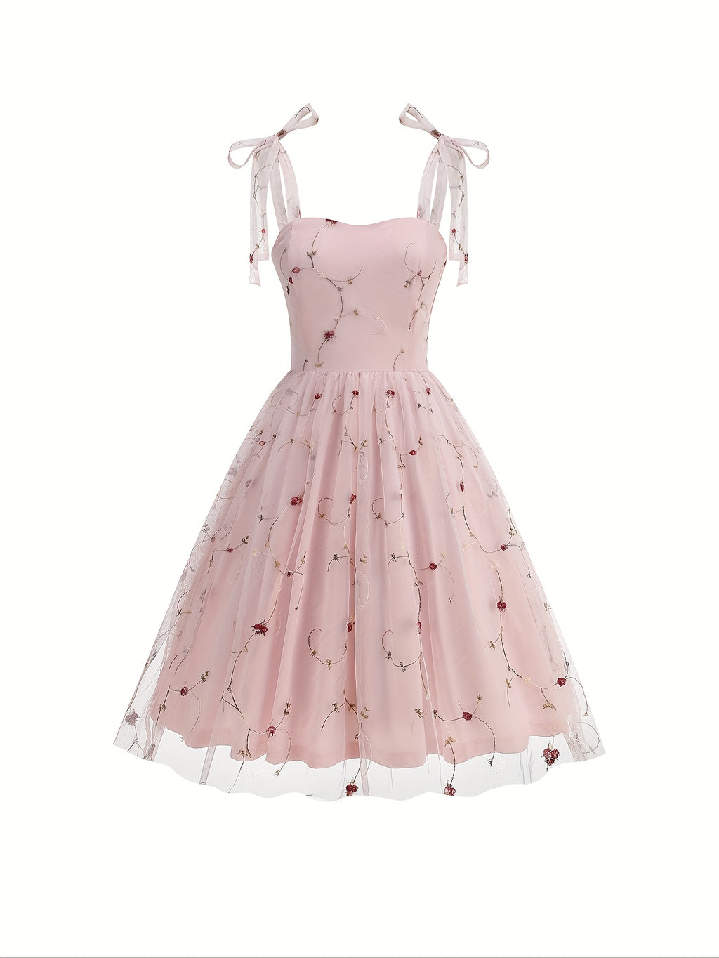 Women'S Princess Dress, Chic Summer Waist-Cinching Tube Top Hepburn Style Cami Dress, Vintage - Pink Color