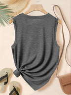 Women's Elegant Tank Top with Superman Vintage Logo Print, Soft Stretchy Round Neck Casual Vintage Style Top, Warner Bros., Suitable for Daily and Vacation Wear in Spring, Summer, and Autumn, Sizes S-XXL, Fashionable and Breathable Design - Dark Gray