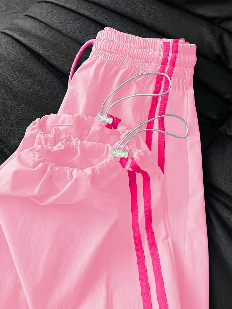 New High-Waisted Loose Ankle-Fit Quick-Dry Long Pants - Pink